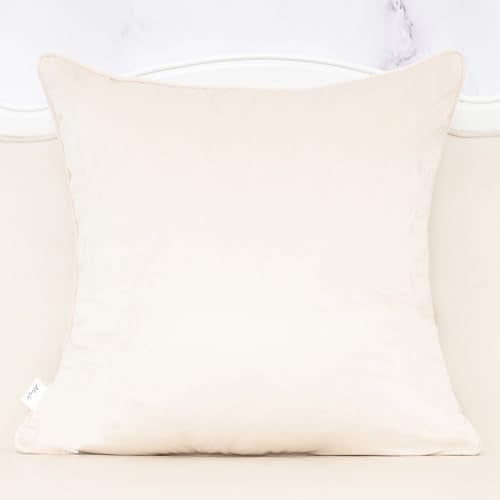 Alerfa Boho White Floral Throw Pillow Cover 18x18 Inch Cut Velvet Sqaure Luxury Embroidered Decorative Pillow Cover for Couch Living Room Bedroom - color: White, size: 18" x 18" (Pack of 1)