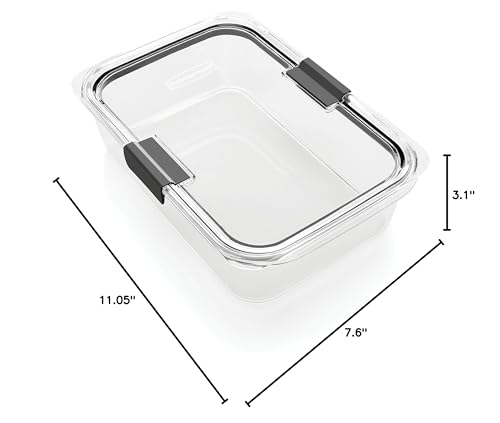 Rubbermaid Brilliance Large Food Storage Container, 9.6 Cup, BPA-Free, Leak-Proof, Clear - size: 9.6 cup