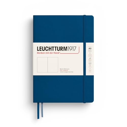 LEUCHTTURM1917 - Notebook Hardcover Medium A5-251 Numbered Pages for Writing and Journaling (Indigo, Plain) - color: Indigo, style: Minimalist