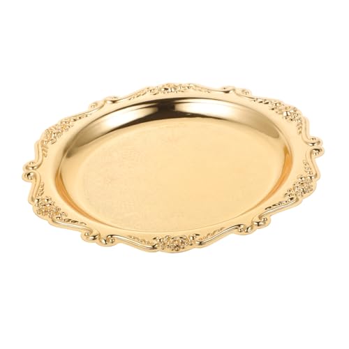 Golden Iron Jewelry Dish Tray for Desserts, Party Entertaining - color: Golden