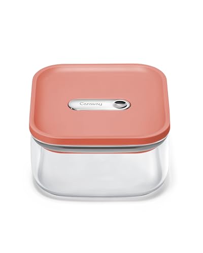 Caraway 1 qt Glass Airtight Food Storage Container with Lid - color: Perracotta, size: 1qt Container