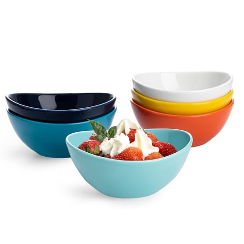 Sweese 10 oz Small Porcelain Bowls - Set of 6 - Ceramic Serving Bowls versatile for Cereal, Fruit, Dessert, Ice Cream, Snack & Yogurt - Rainbow Colored - color: Rainbow, style: Small (10 oz)
