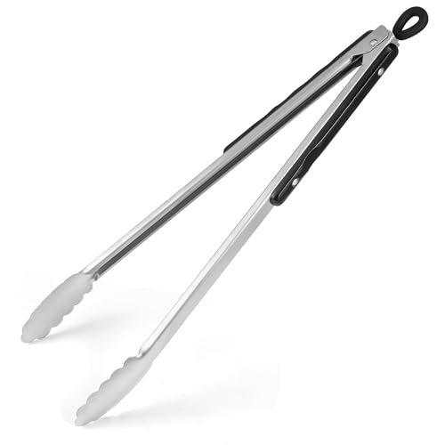 17-Inch Long Wood-Handled Stainless Steel BBQ Grill Tongs