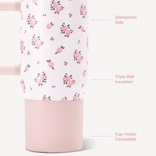 HydroJug Coffee Traveler 20oz Ceramic-Lined Mug with Handle, Wildrose - color: Wildrose