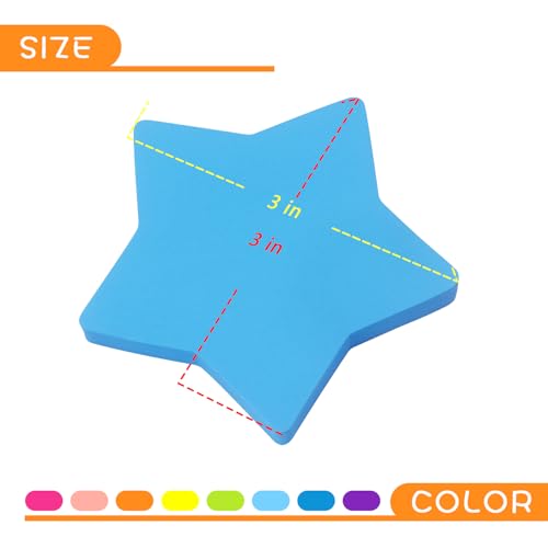 SIMONA Star Shape Sticky Notes 3x3 Inch, 8 Bright Colors, 600 Sheets - color: 8 Bright Colors