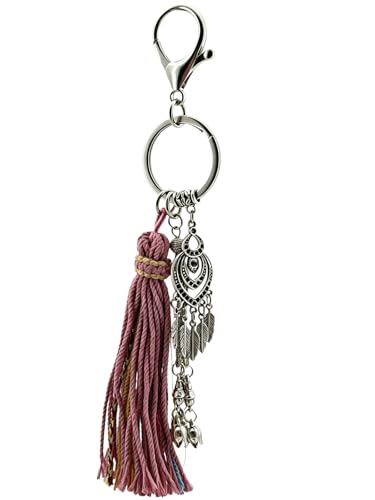 Boho Keychain, Tassels, Purse Charms for Handbags, Gift for Women - color: Silver