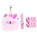 VOTUM Pink Bow Cat Keychain Charm for Backpacks, Purses, Handbags, Car Keys with Stationery Set - Includes Mini Notebook, Gel Pen, Eraser, Stickers - Portable & Fun Gift for Tweens & Adults Ages 8+ - style: Pink Bow Cat