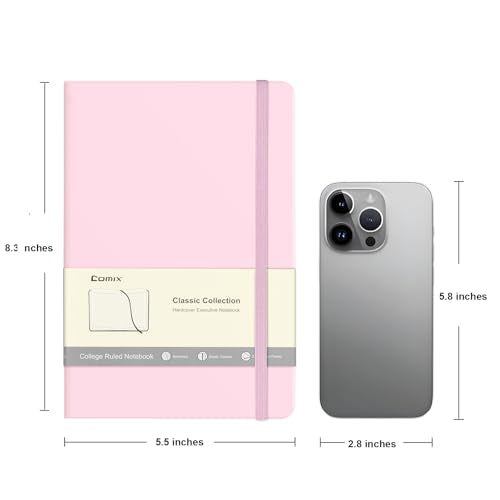 Comix Lined Journal Notebook for Work, 240 Pages, 5.5" x 8.3", Pink - color: Pink, size: 1 Pack