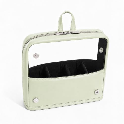YDR Standing Makeup Brush Bag - Clear Portable Travel Cosmetic Pouch, Large Capacity Foldable Makeup Brush Holder, Water-Resistant Professional Makeup Tool Case for Women & Artists (Light Green) - color: Light Green