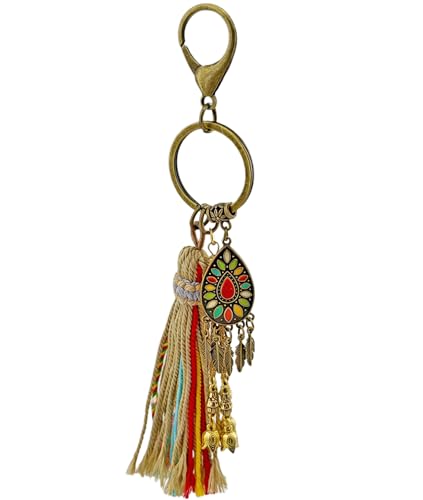 Boho Keychain, Tassels, Purse Charms for Handbags, Gift for Women - color: Bronze