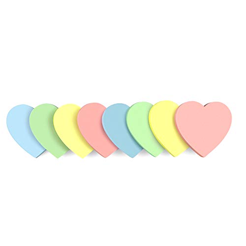 SIMONA Heart Shape Sticky Notes 4 Paste Colors 8 Pads, 600 Sheets - color: 4 Paste Colors 8 Pads