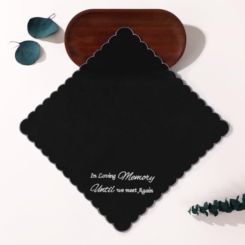 GREATEE Black Embroidered Funeral Handkerchiefs for Women Soft Cotton 11" - color: In Loving Memory