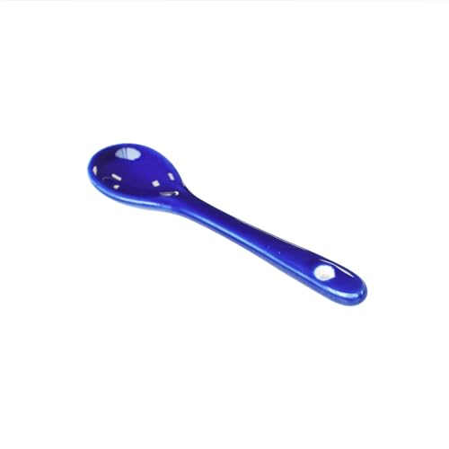 6 pcs Porcelain Egg Spoons Tea Spoon Ceramic Spoons 4.7 inch Coffee Dessert Yogurt Tea Milky Blue - style: Blue