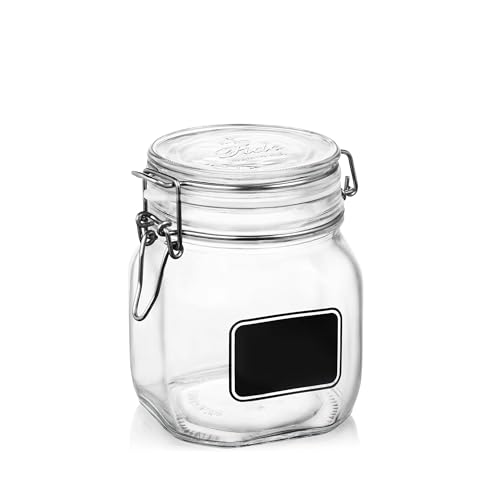 Bormiolio Rocco Clear Jar with Chalkboard, 25.3 Oz - size: 25.25 oz., Single Jar