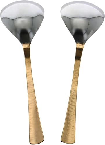 Copper Serving Spoon with Hammer Handle, Table Spoon for Kitchen, Dinnerware, Serve ware (set of 2)