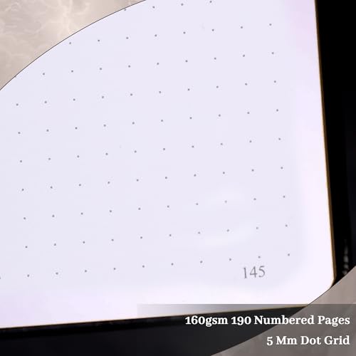 TIEFOSSI Dot Journal Notebook for Women Men, 160GSM Notebook - color: Black gold, size: Dot