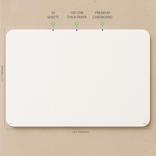 CLEVER SIGNS A3 Dot Grid Notepad (11,70" x 16,55") - XLarge Dotted Memo Desk Pads-Premium Paper with Cardboard Back Support - Ideal for Note-taking, Planning, Sketching, and Journaling