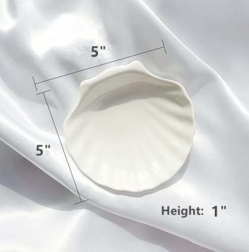 Leoyoubei Sauce Dish Set of 4, 5" White Porcelain Dipping Bowls for Sushi, Soy Sauce, Ketchup, Honey Mustard, BBQ Seasoning (Shell Shape - 3 Oz) - color: Shell shape- 3 Oz