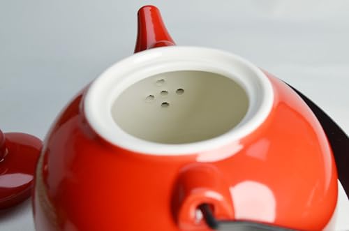 Chinese Teapot 28oz Porcelain Tea Pot Red (Double happiness Teapot) - color: Double happiness Teapot