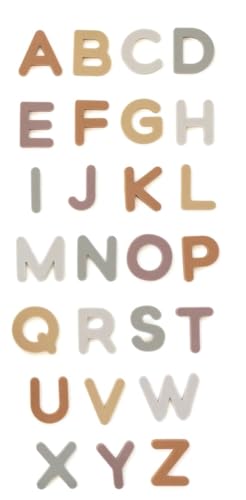 Neutral Silicone Alphabet Magnetic Letters, 26 Piece Non Toxic Learning Set, Perfect for Refrigerator, Whiteboard and Educational Activities - color: Neutral Tones Letters