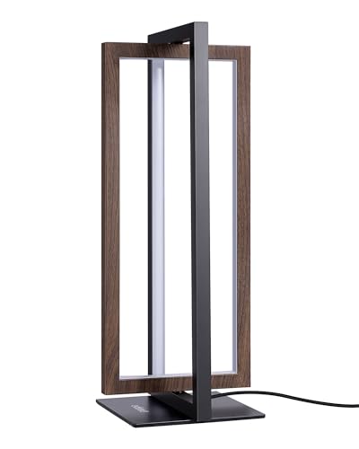 EDISHINE Modern LED Table Lamp, Minimalist Bedside Lamp, Walnut Wood Grain - color: Wood Grain Walnut Color