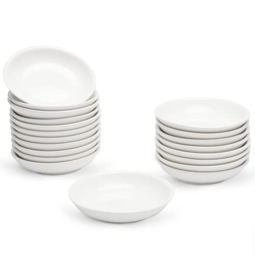 UIBFCWN 3 Oz Ceramic Dipping Bowls, Soy Sauce Dishes Set of 20, Dipping Sauce Cups/Bowls/Dishes for Kitchen, Mini Appetizer Plates for Condiment Sushi Ketchup BBQ Party, 4 Inch - size: 3 oz/4 in Round-20 Pack