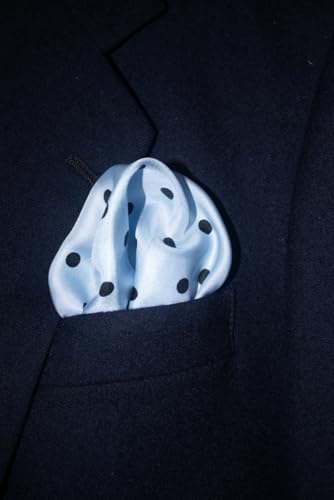 Royal Silk Polka Dot Pocket Square - 17" Handkerchief - 12mm Silk Twill - 100% Silk - color: Blue