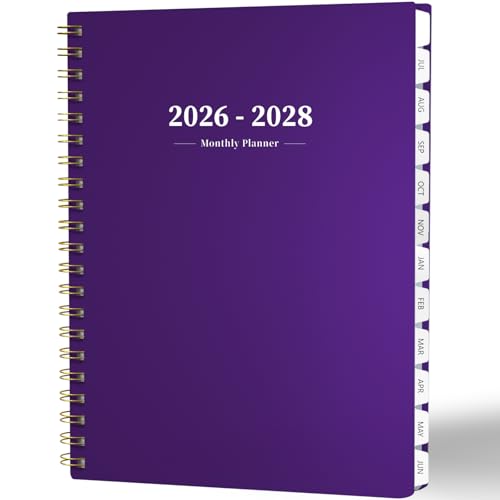 2026-2028 Monthly Planner - 2 Year Monthly Planner Calendar 2026-2028, Jul 2026 - Jun 2028, 8.5" x 11", 24 Months, Spiral-Bound, Tabs, Holidays, Notes, Ideal for School Office Home Planning - color: D-Purple, size: Jul 2026 - Jun 2028