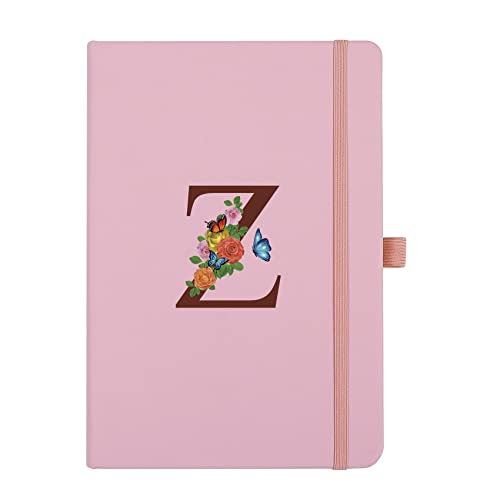 Pink Notebook for Women, 5.7"X8.3" A5 Journal Notebook with Letter Z, Dual-Sided Writing Notebook with Dividers, Cute Leather Journal for Work, Business, School, Meetings, Travelers, Small Notebook - color: Z