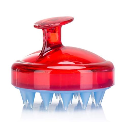 INVODA Scalp Massager Shampoo Brush Soft Silicone Bristles for Dandruff Removal & Hair Growth, Waterproof Wet/Dry Use, Men, Women & Pets - color: Red