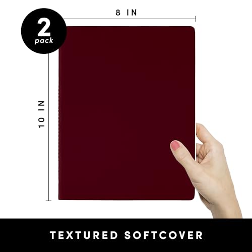 PAPERAGE Soft Cover Lined Journal Notebook, 2 Pack, (Burgundy), 100 Pages, Large 7.5 inches x 9.5 inches, College Ruled, Ideal for Note Taking & Travel Journal - color: Burgundy, style: Lined 100pgs (2 Pack)