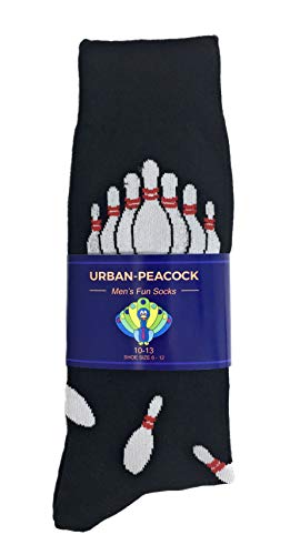Urban Peacock Men's Novelty Fun Dress Socks Multiple Patterns/Multi-pair Options! - color: Bowling Pins - Black