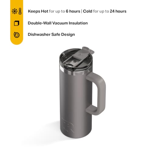 RTIC 20oz Road Trip Travel Mug with Lid and Handle, Ceramic Lined, Graphite - color: Graphite, size: 20 Ounces