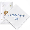 Wedding Handkerchief, Something Blue for Bride, Mother of Bride Gift - color: No Ugly Crying, style: Gold Olive Leaf