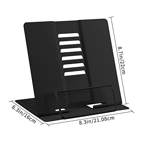 Honagu Book Stand Metal Desk Book Holder, Book Holders for Reading Hands Free, Adjustable Cookbook Documents Holder, Portable Bookstand for Music Books, Textbook, Recipe, Tablet, Ipad (Black) - color: Black