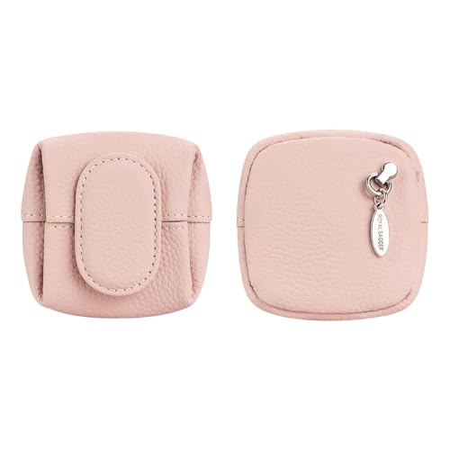 Royal Bagger Genuine Cowhide Leather Coin Purse for Women, Lychee Pattern Mini Change Pouch with Buckle Closure, Compact Accessory Bag 1603 (Pink) - color: Pink