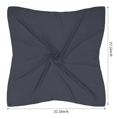 Pistha Satin Scarf Neck Scarf Square Bandanas Hair Handkerchief 27.5 inch - color: Gray
