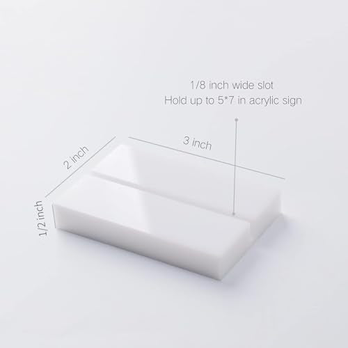 UNIQOOO 3" White Acrylic Stand | 20 Pack 3mm Slot Wedding Sign Holders, Perfect for Wedding, Table Number, Exhibition, Office, Restaurant, Business