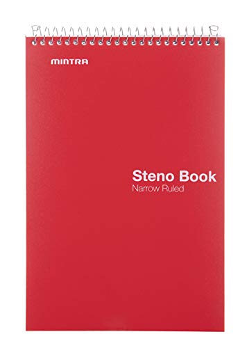 Mintra Office Steno Books Set - Top-Spiral Bound, Narrow Ruled, 100 White Sheets, Poly Primary Color Covered Notebooks for Office, Professional, School & Work, Note-taking, Writing Pads, 6"x9", 8 Pack - color: Poly Primary Covers 8pk, size: Narrow Ruled