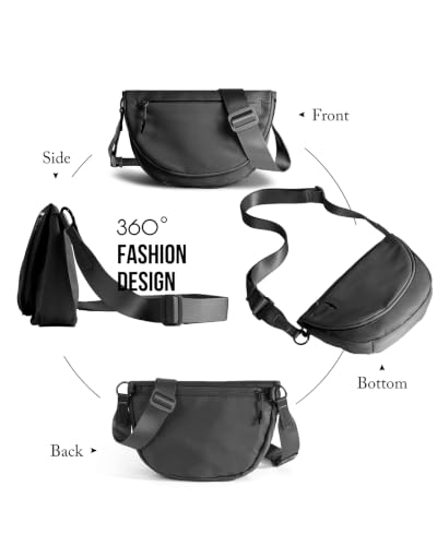 Crescent Bag for Women,Medium Nylon Crescent Bag Single Shoulder Bag - color: Black Grey