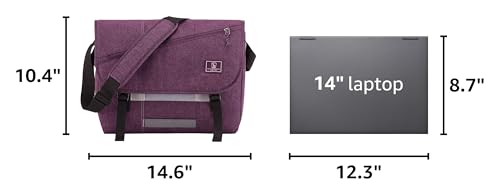 OIWAS Messenger Bag for Women, 14 Inch Laptop Crossbody Bags Men Casual Satchel Shoulder Bag College Travel Office Briefcase - color: Purple, size: 14 Inch
