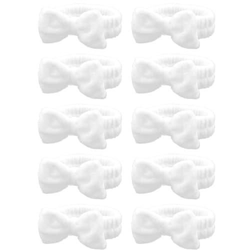10 Pack Cute White Soft Microfiber Spa Headbands for Women & Girls - color: White