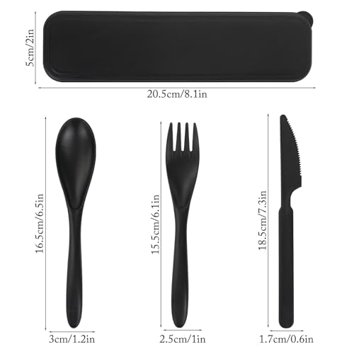 Zoyiancy 2 Sets Reusable Utensil Set with Case, Travel Utensils Black, Grey - color: Black, Grey