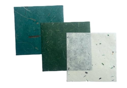 Natural Fiber Mulberry Paper Sheets 6 x 6 Inches, 50 PCS Handmade Craft Paper for Origami, Scrapbooking, Card Making, DIY Decoration, Mixed Media Art (Mixed Green Rice Straw etc.,,, 6 x 6) - color: Mixed Green Rice Straw etc.,,, size: 6 x 6 inches