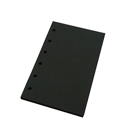 Harphia A7 Planner Refill Pocket 6 Ring Binder Blank Paper Black, Agenda Refill 40 Sheets 100gsm Black Plain Paper 3.23 x 4.92 inches - color: Black Blank, size: A7