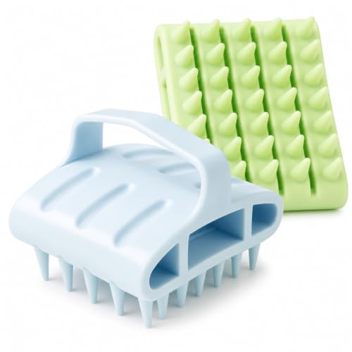 Silicone Scalp Massager Shampoo Brush, Scalp Brush for Hair Care & Dandruff Removal, Hair Scrubber Scalp Stimulator Exfoliating Brush with Flexible Soft Bristles for Wet Dry Scalp Care