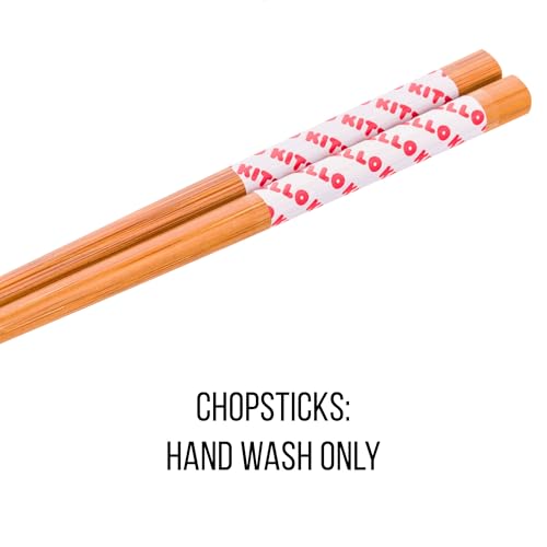 Silver Buffalo Hello Kitty Nissin Ceramic Ramen Bowl with Chopsticks, 20 Ounces