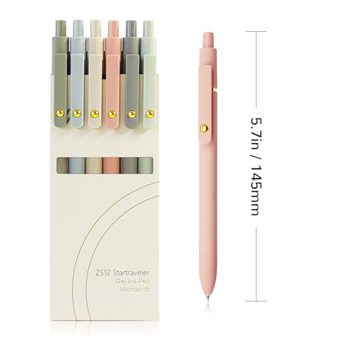 YOXMJDB Gel Pens, 6 Pcs 0.5mm Fine Point Smooth Writing Pens Cute Pens, High-End Series Black Ink Pens for Journaling Note Taking, School Office Supplies for Women Men (6 Pcs Gold Morandi) - color: 6 Pcs Gold Morandi