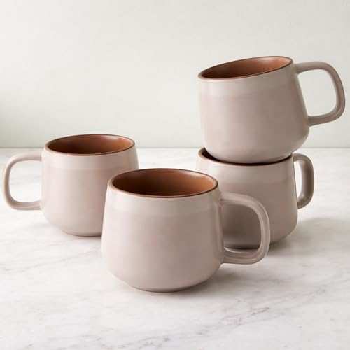 Ava Nord Stoneware Ceramic Coffee Mugs Set of 4 | 12 oz | Rose Sand - color: Rose Sand, size: 12 Oz
