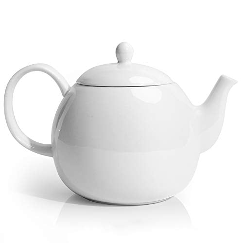 Sweese Porcelain Teapot, 40 Ounce Tea Pot - Large Enough for 5 Cups, White - color: White, size: 40oz (no infuser)